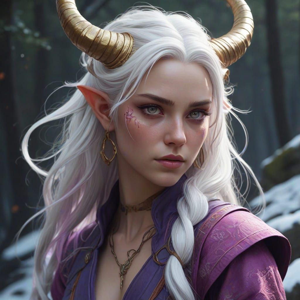 Ethereal Tiefling in Rich, Vibrant Colors