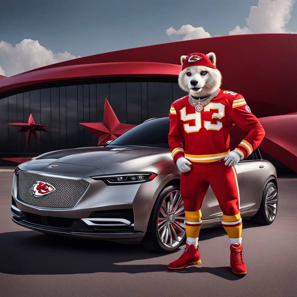 Kansas City Chiefs Mascot in Designer Fashion
