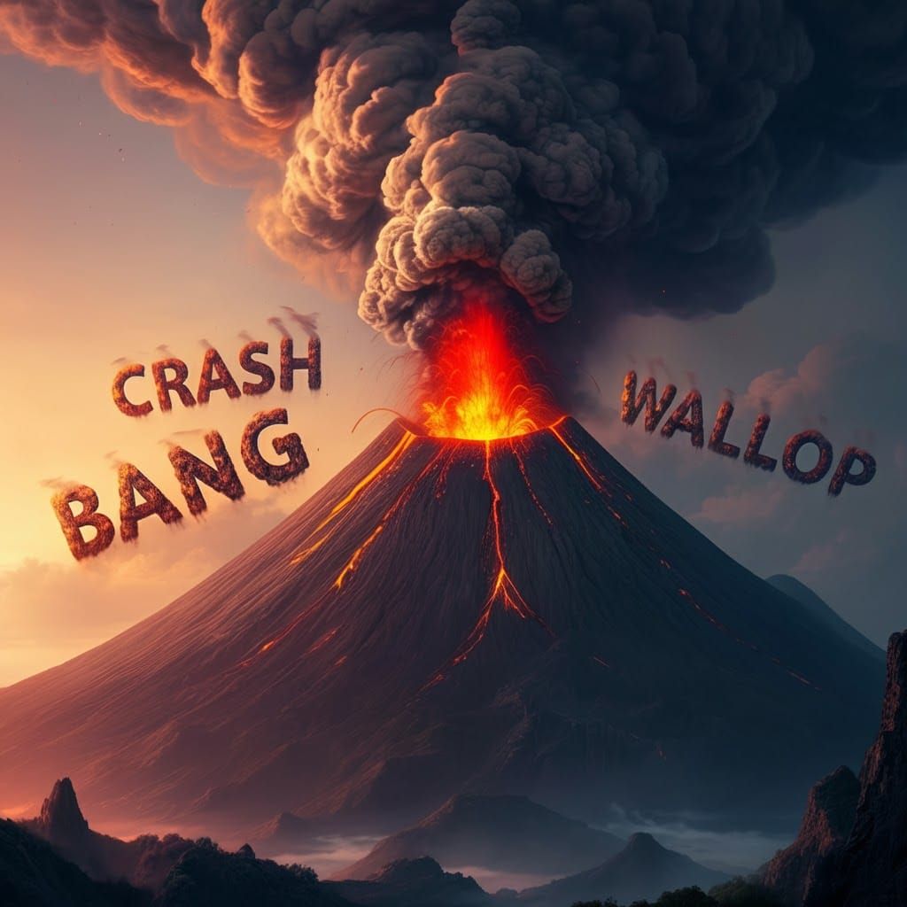 Volcano Eruption Shouts "Crash Bang Wallop"