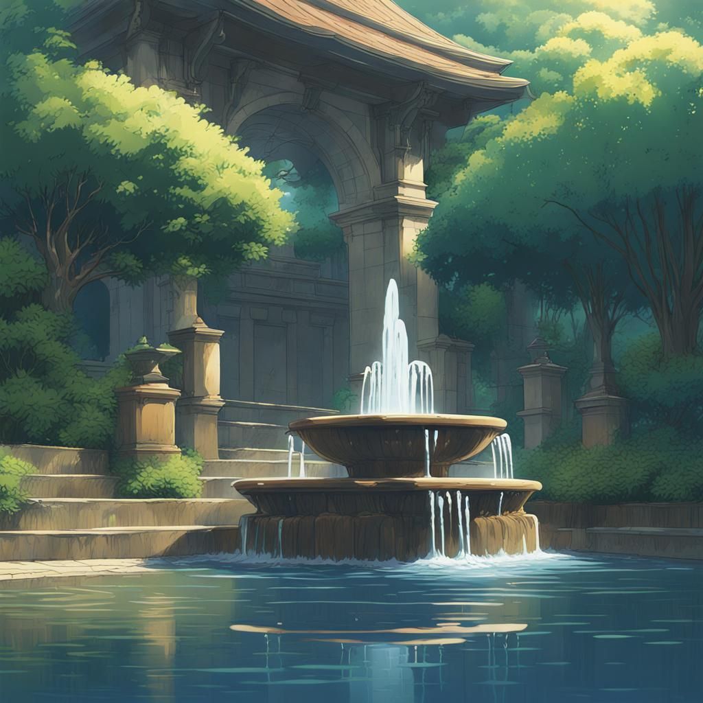 Anime style water fountain