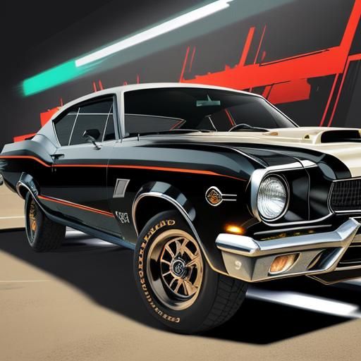 Armored 60s Torino in Cubist Art Style