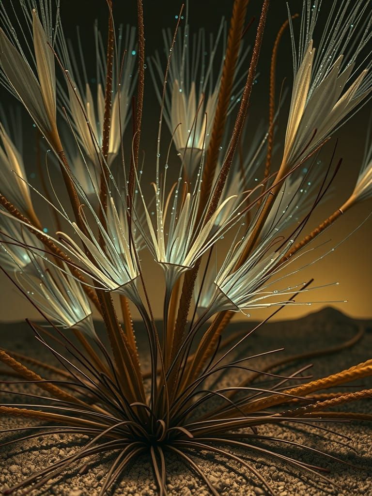 Metallic Botanicals in a Bioluminescent Forest