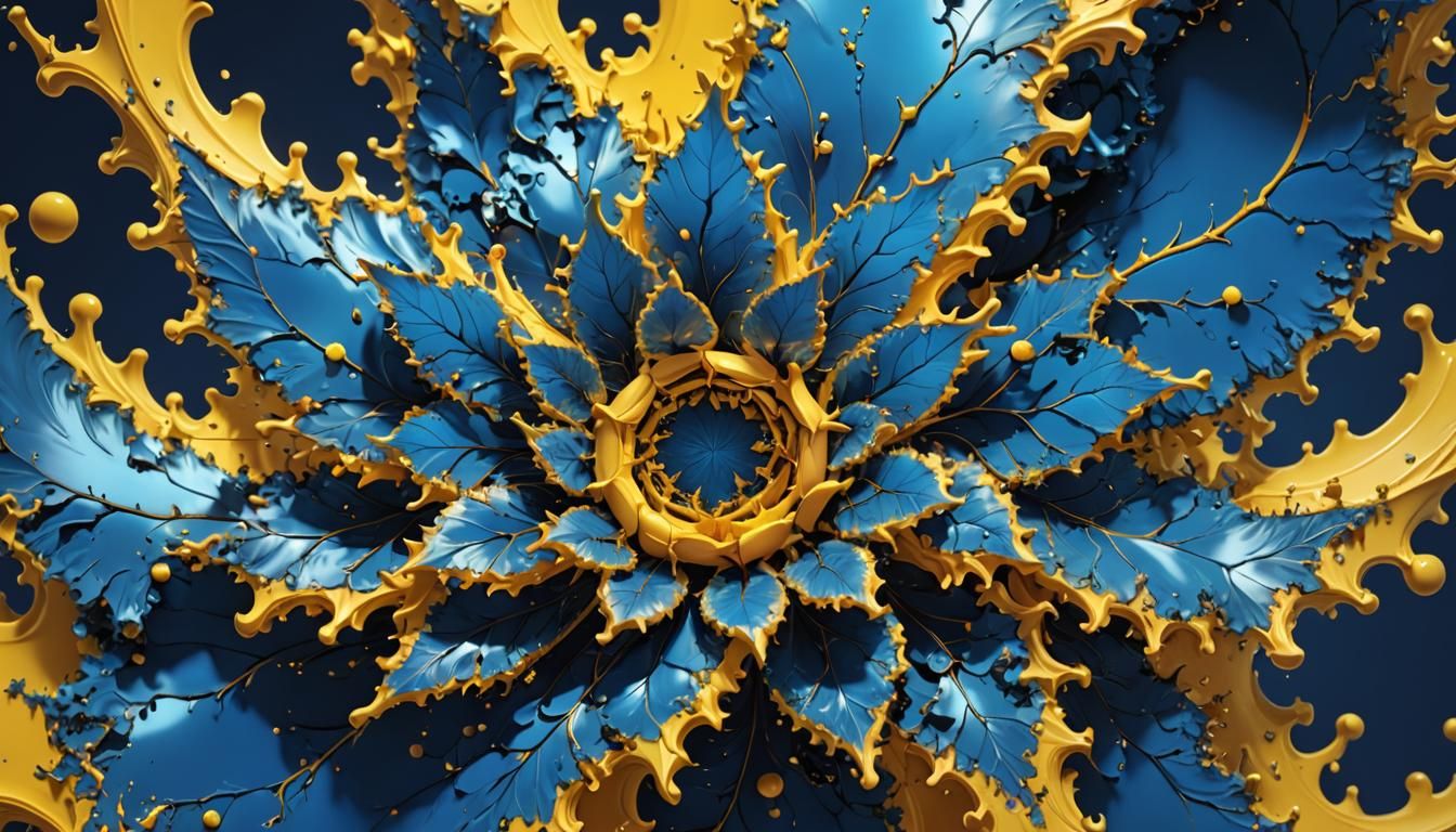 Blue and Yellow Mandelbrot Set, Anime Style