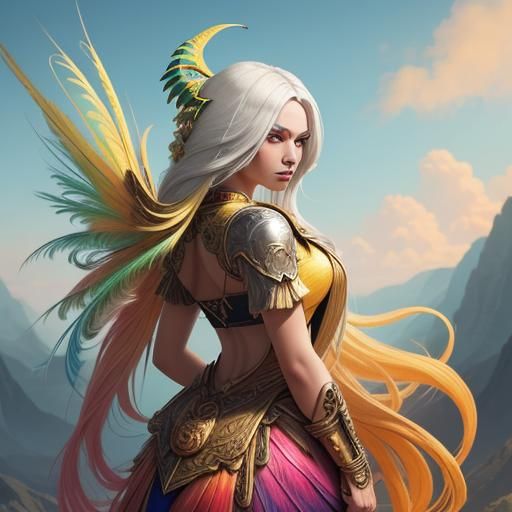 Dragon Peacock Woman in Fantasy Art Style