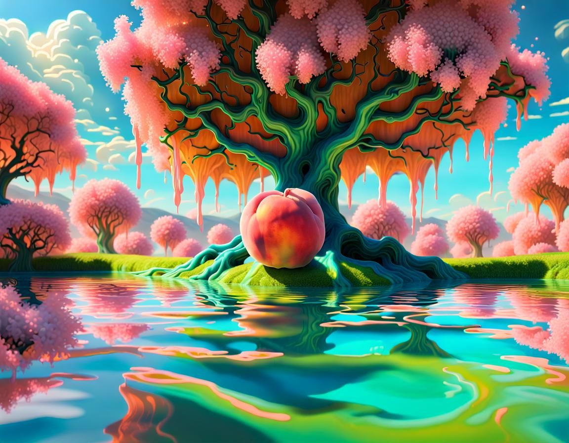 Peach in Goo: Surreal Digital Art