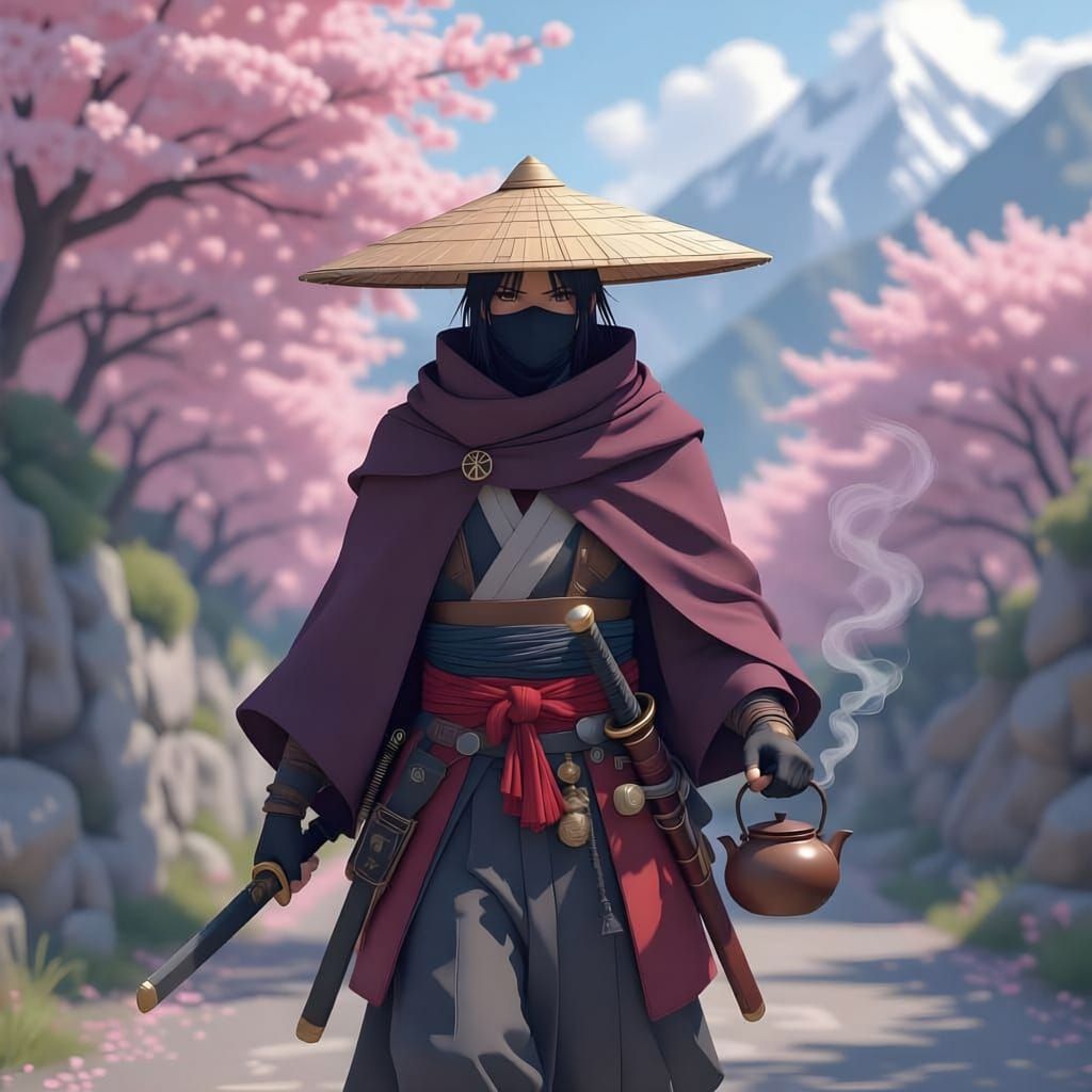 Samurai Traveler in Bloom Mountain Trail