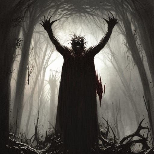 High Horror Gothic Werewolf in Gustave Doré Style