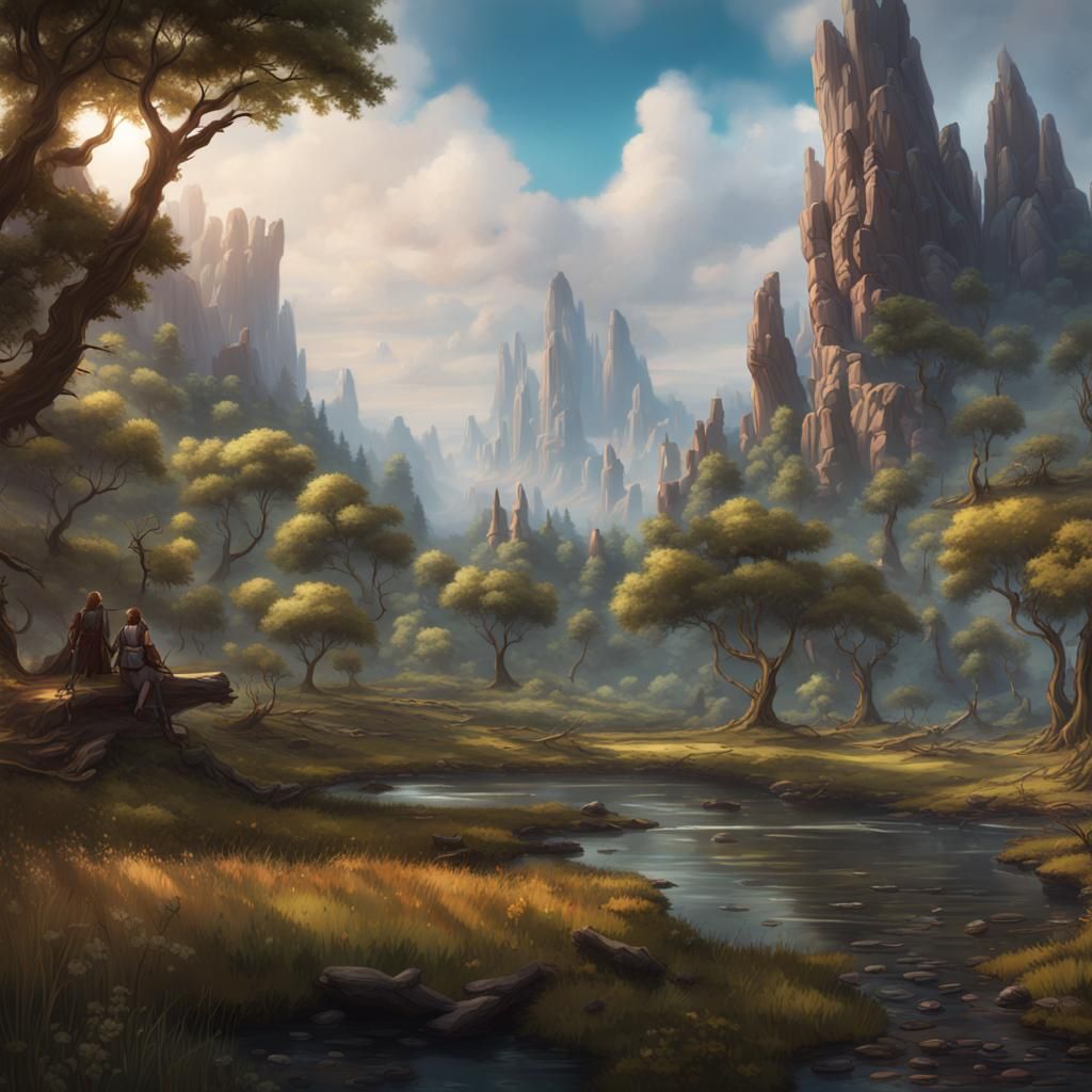 Fantastical Natural Landscape in DND Art Style