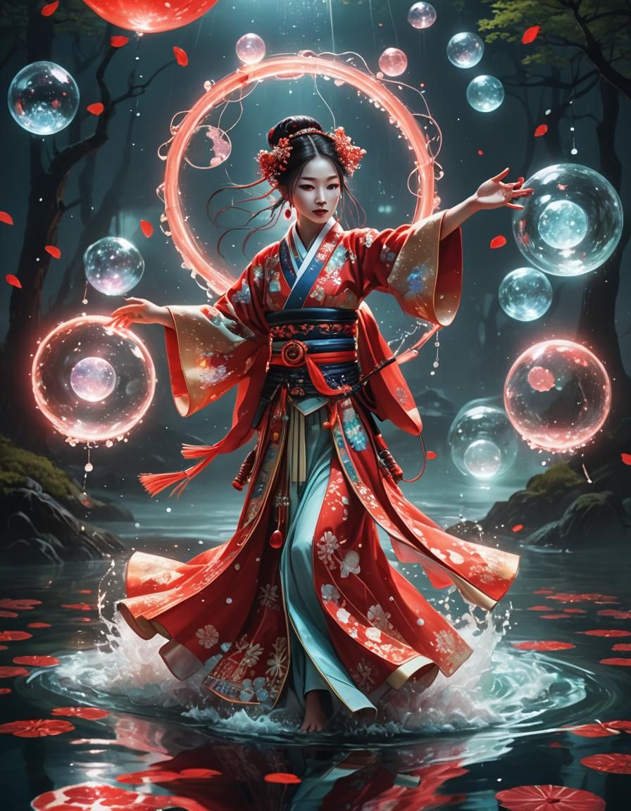 Mesmerizing Hoop Dance in Bioluminescent Dreamscape