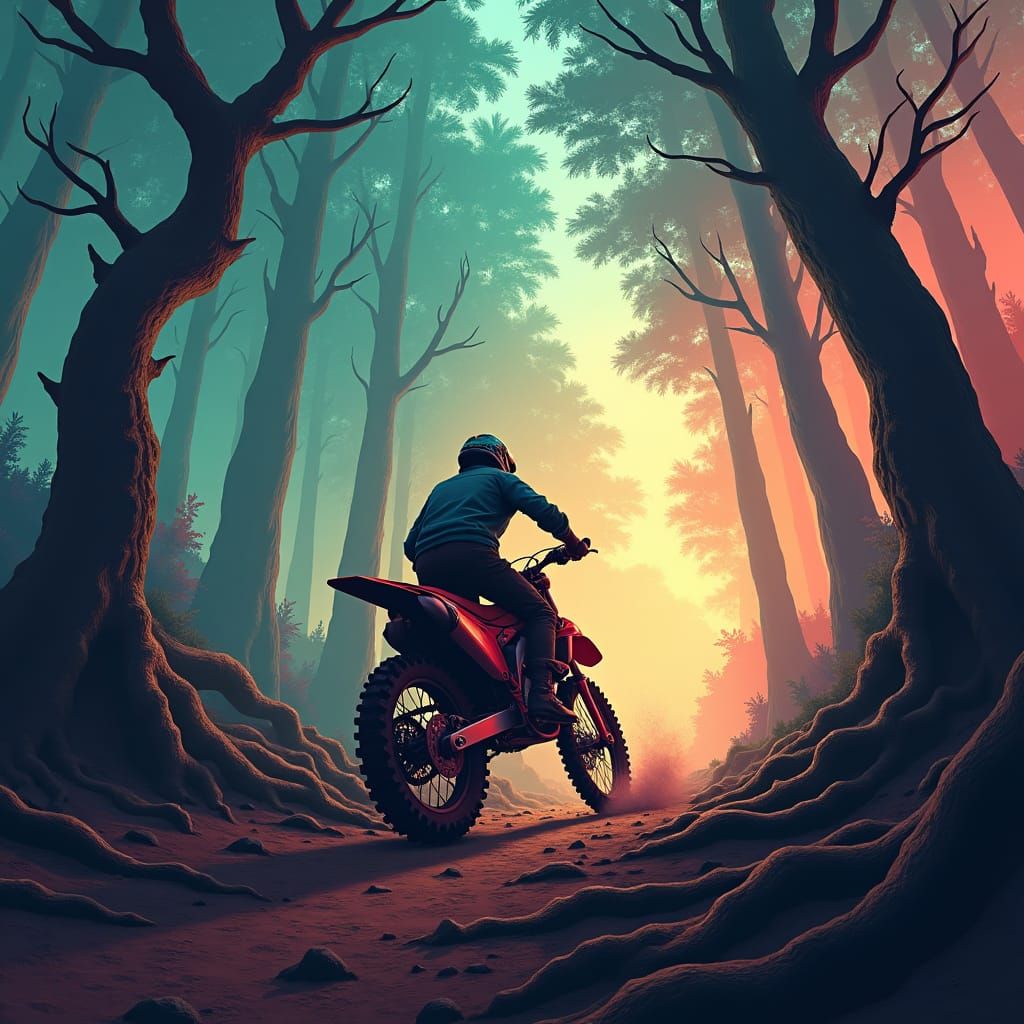 Dirt Bike Adventure in Mystical Forest