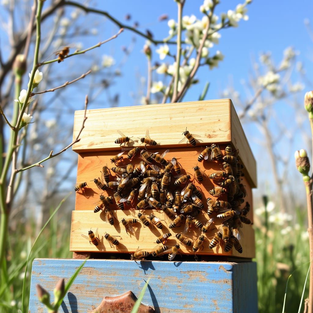 Beehive in Vibrant Spring Bloom