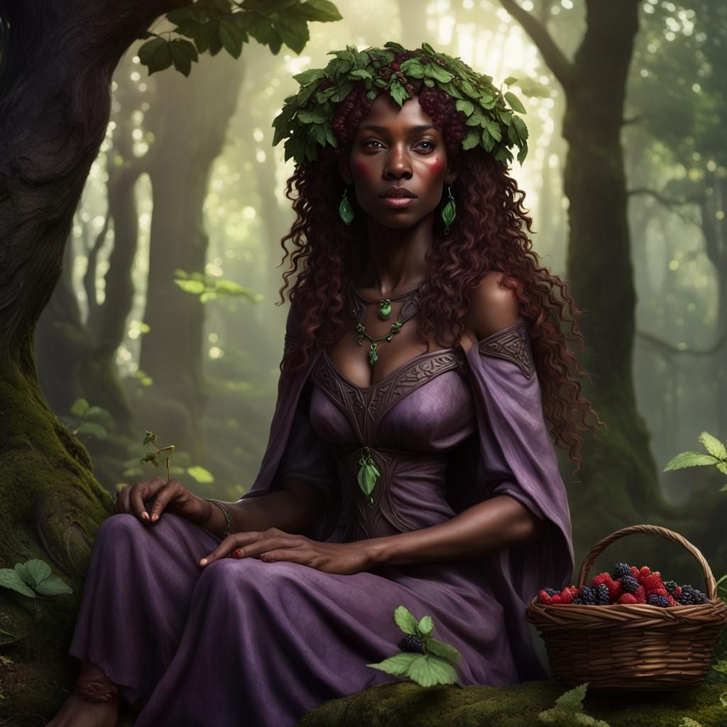 Elvish Druid in Forest: Dark Fantasy Concept Art