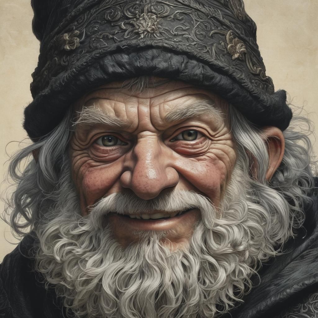 Gnome Trickery Cleric Portrait in Baroque Style
