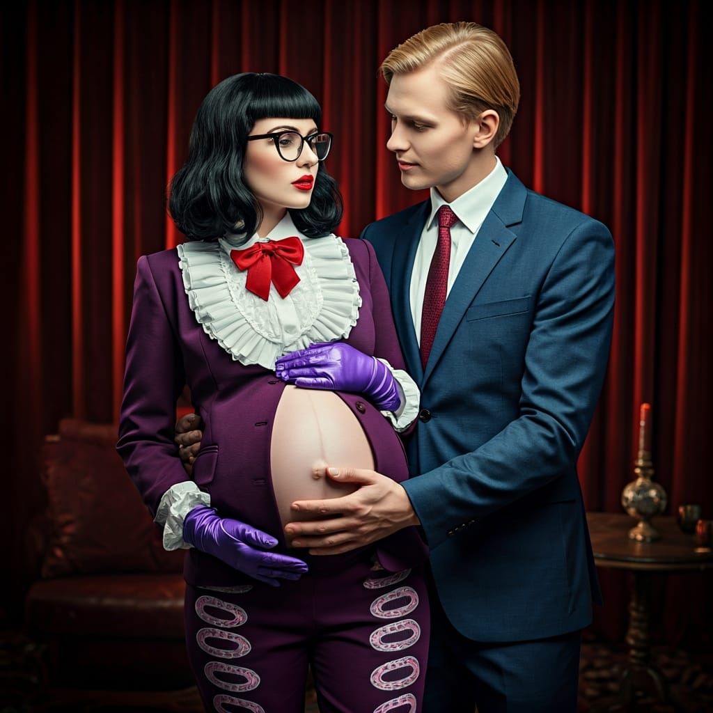 Stunning Pregnant Woman with Husband: Photorealistic Portrai...