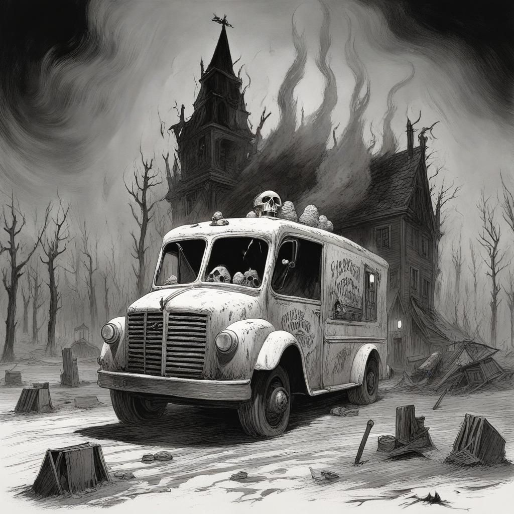 Nightmare Ice Cream Truck in Wildfire Horror