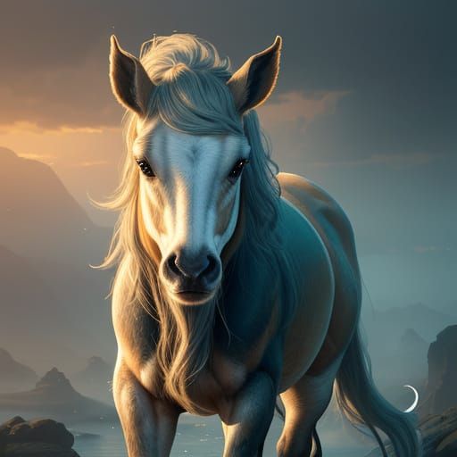 Sturdy Foal Concept Art in Vibrant Digital Style