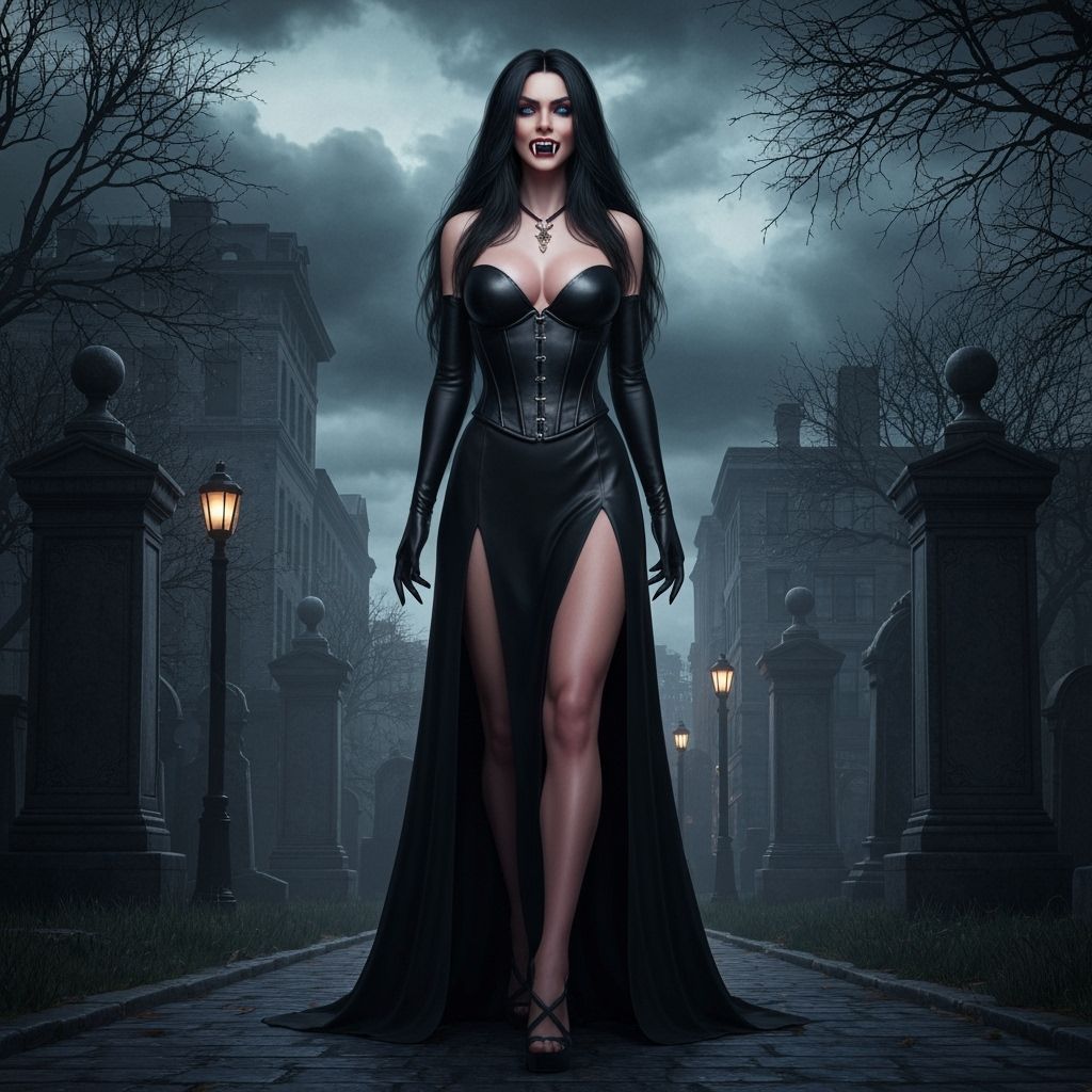 Vampire Emerges from Cemetery in Hyperdetailed Portrait