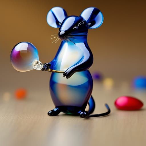 Colorful Glass Mouse in Hyperrealistic Splash Art