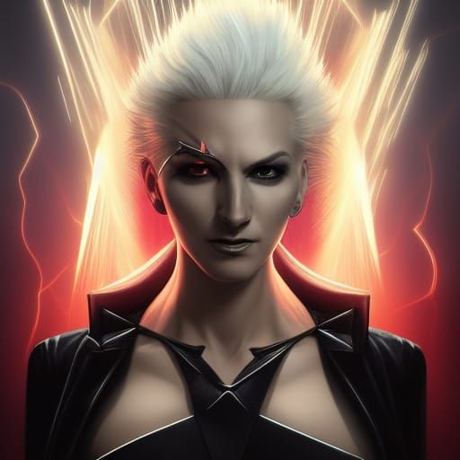 Platinum Blonde Supervillainess with Lightning Powers