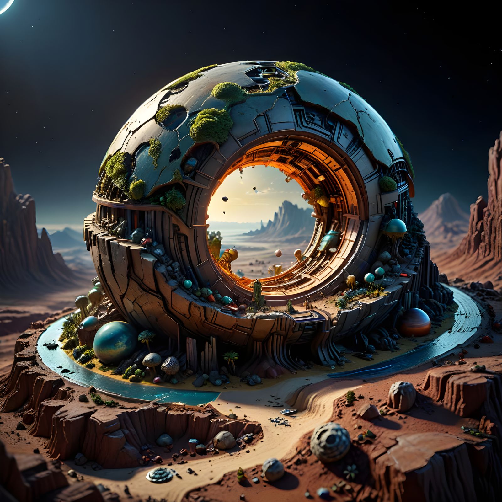Realistic Alien Planet Cutaway Diorama in Stunning Isometric...