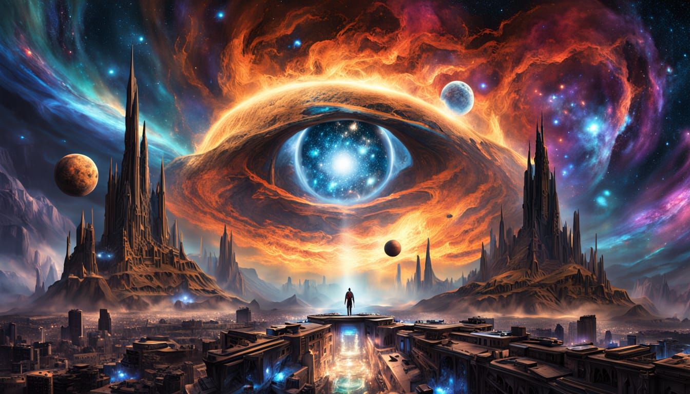 Ethereal Cosmic Being Drifting in Nebula, Digital Art