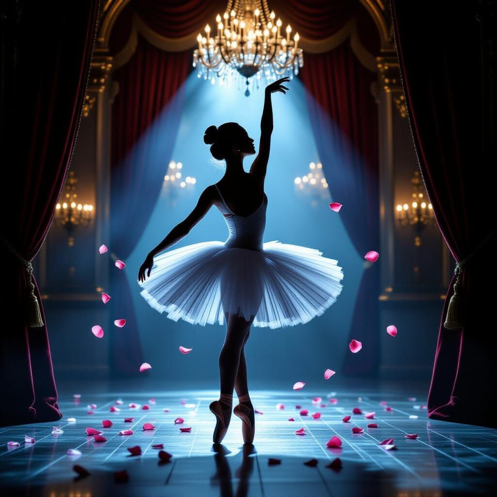 Ballet Dancer Silhouette with Opera House Double Exposure