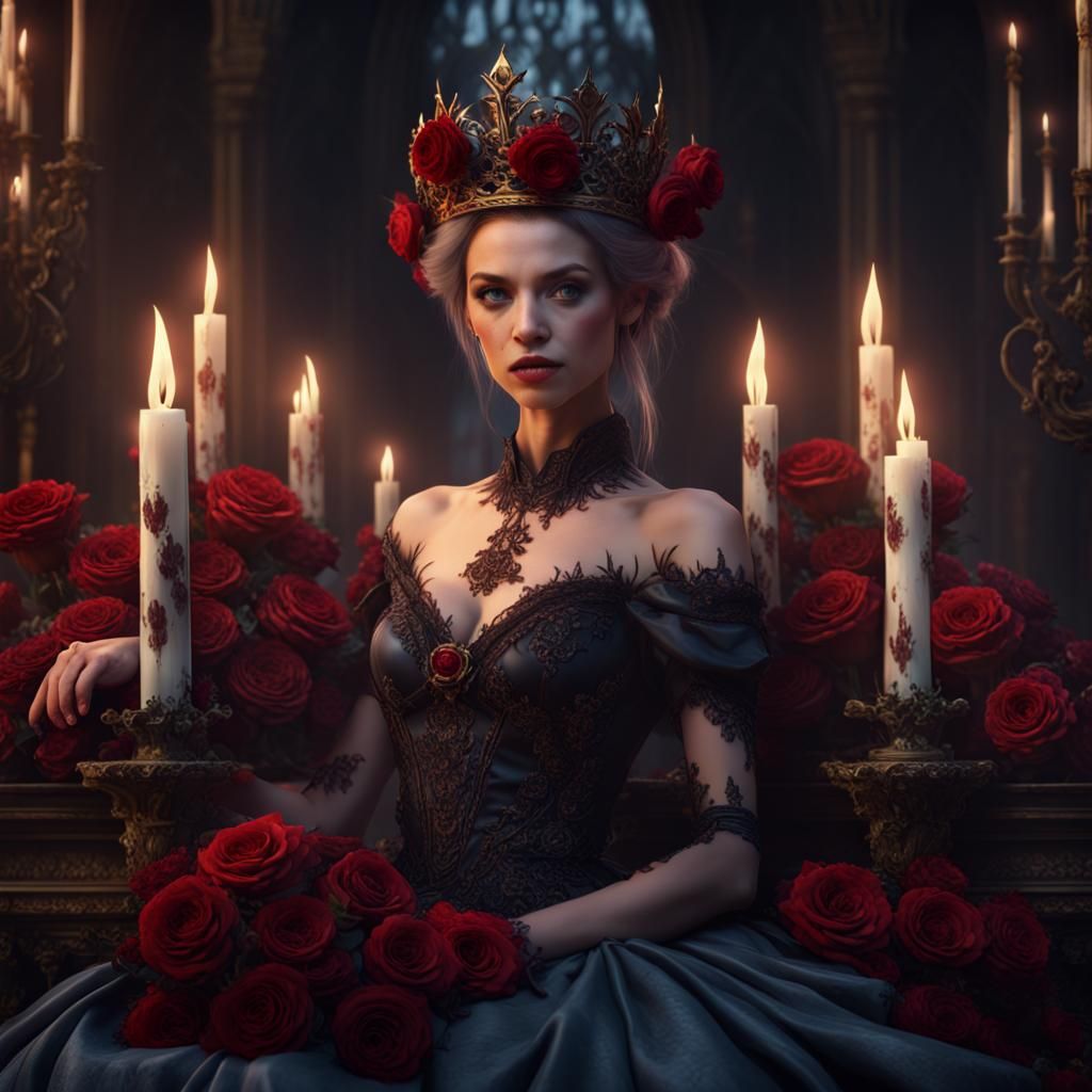 Vampire Princess with Roses: Fantasy Concept Art