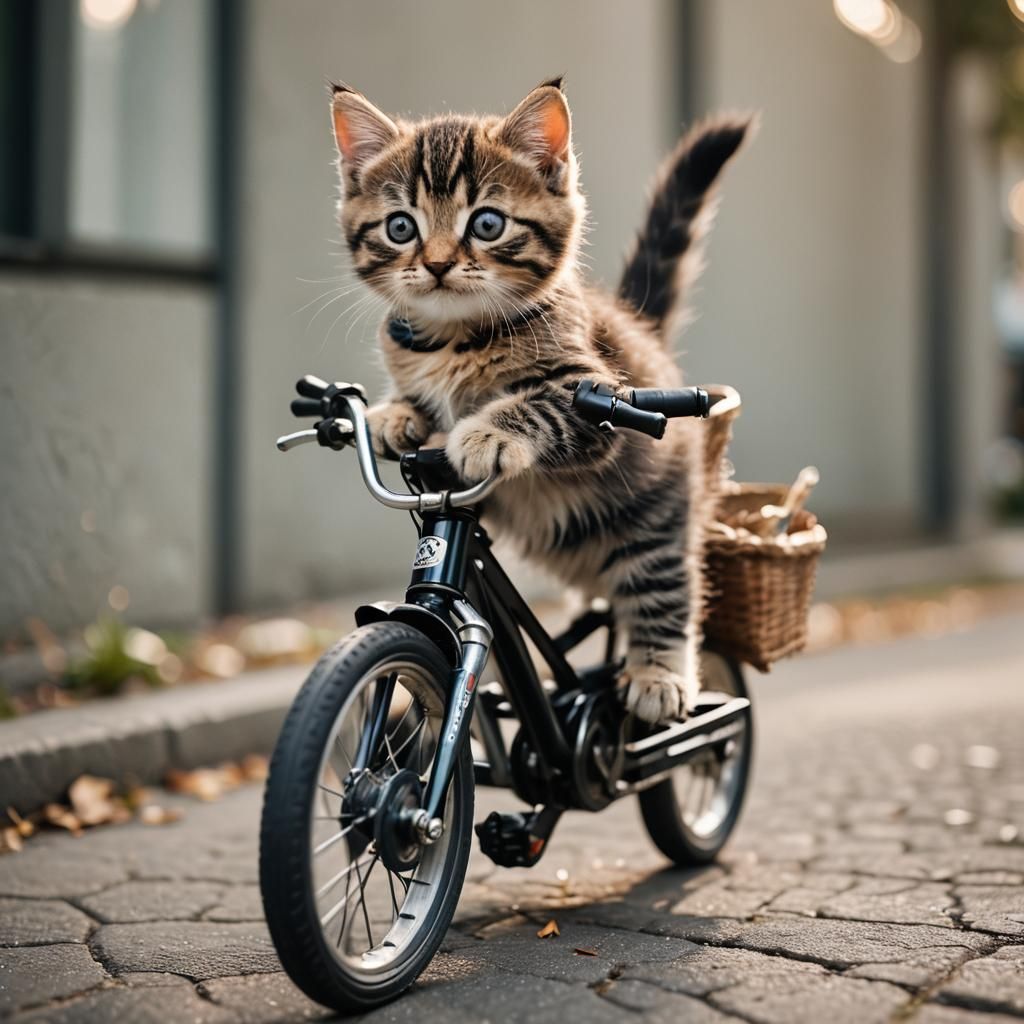 Kitten Rides Bike: Professional Photography
