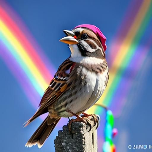 Sparrow Bird in Rainbow Tallit