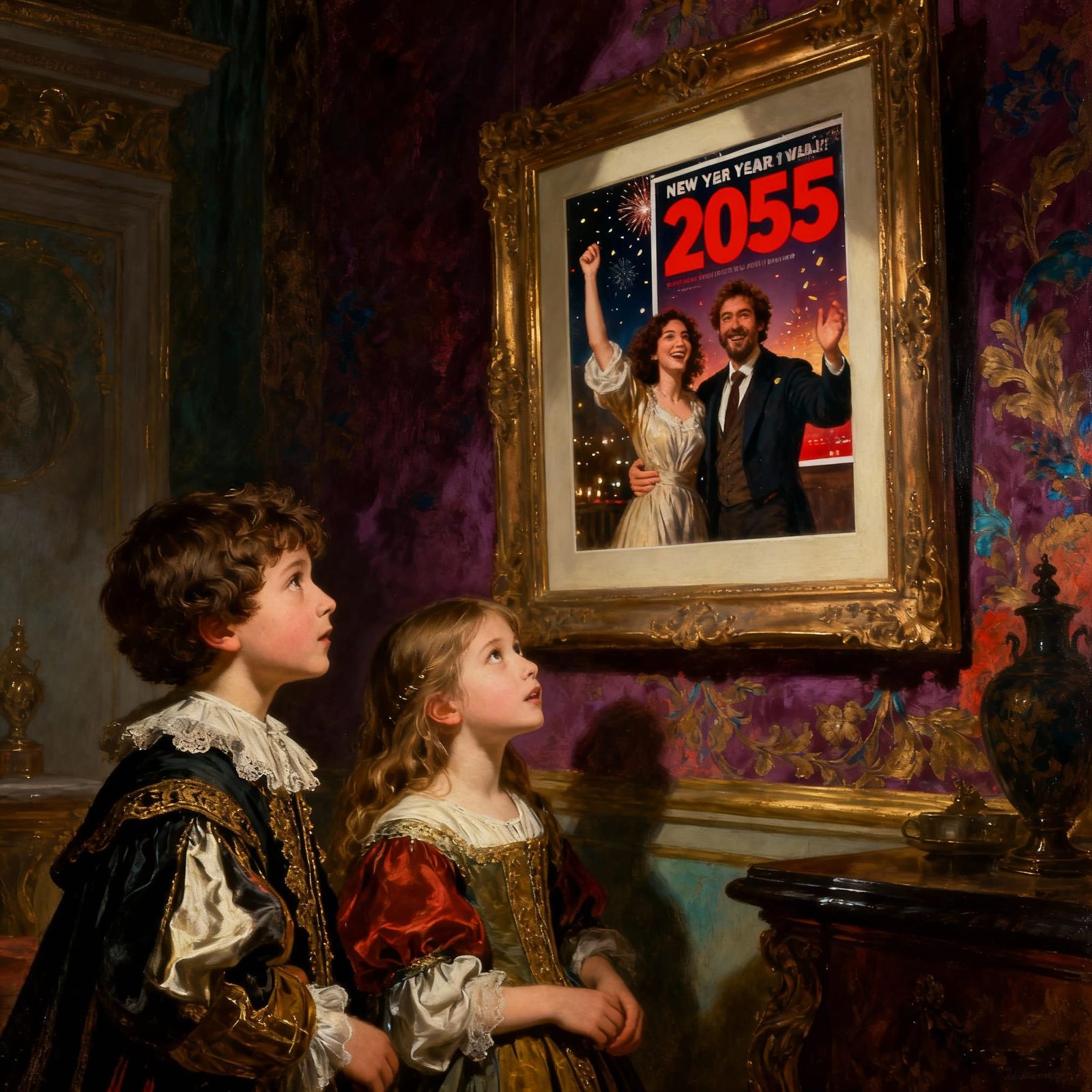 Baroque Children Admire Future New Year's Photo