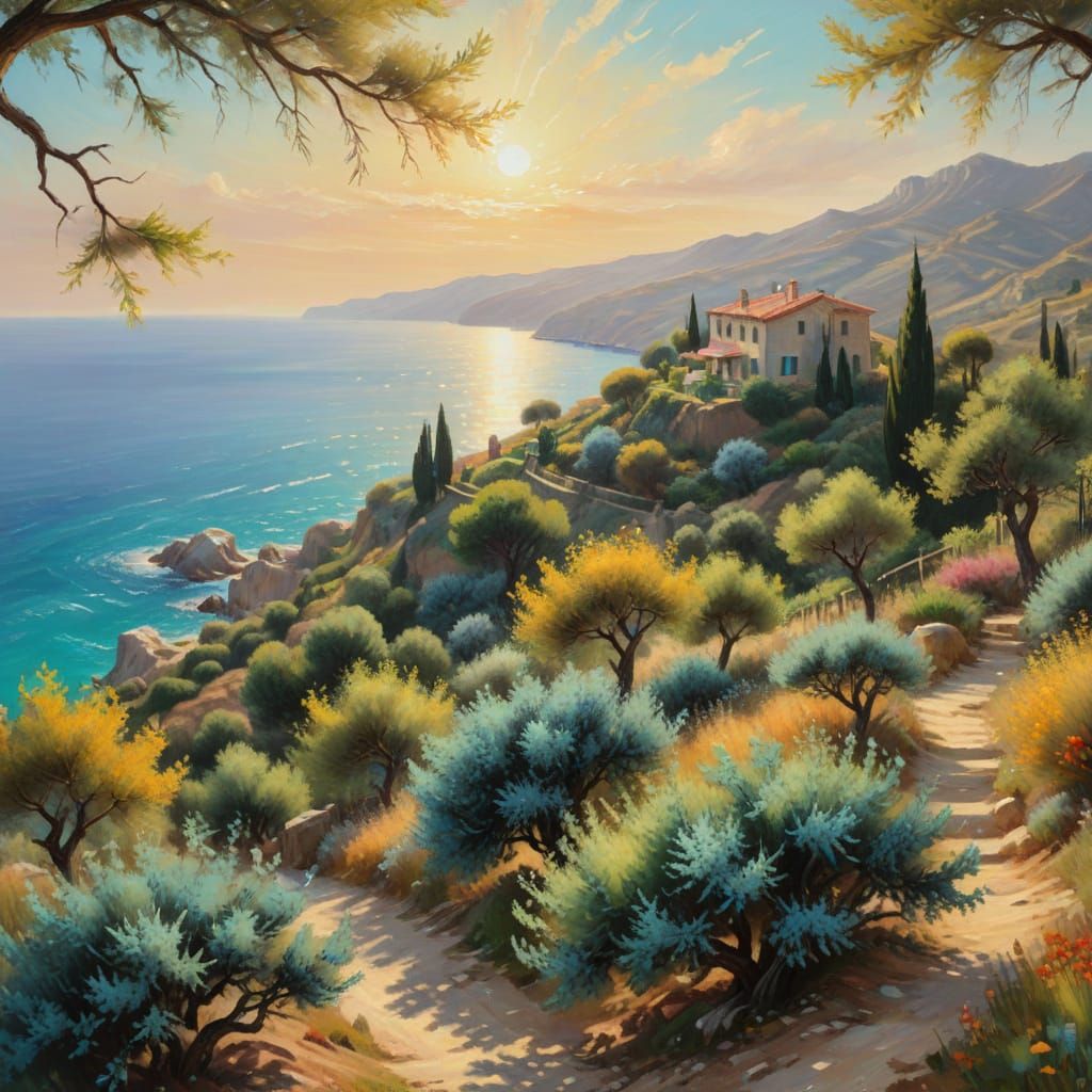 Serenely Idyllic Mediterranean Villa with Cypress Trees and ...