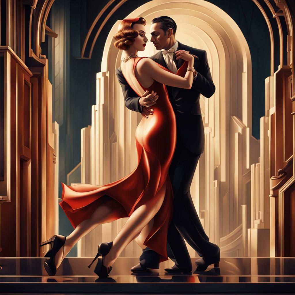 Dancing Couple in Art Deco Style