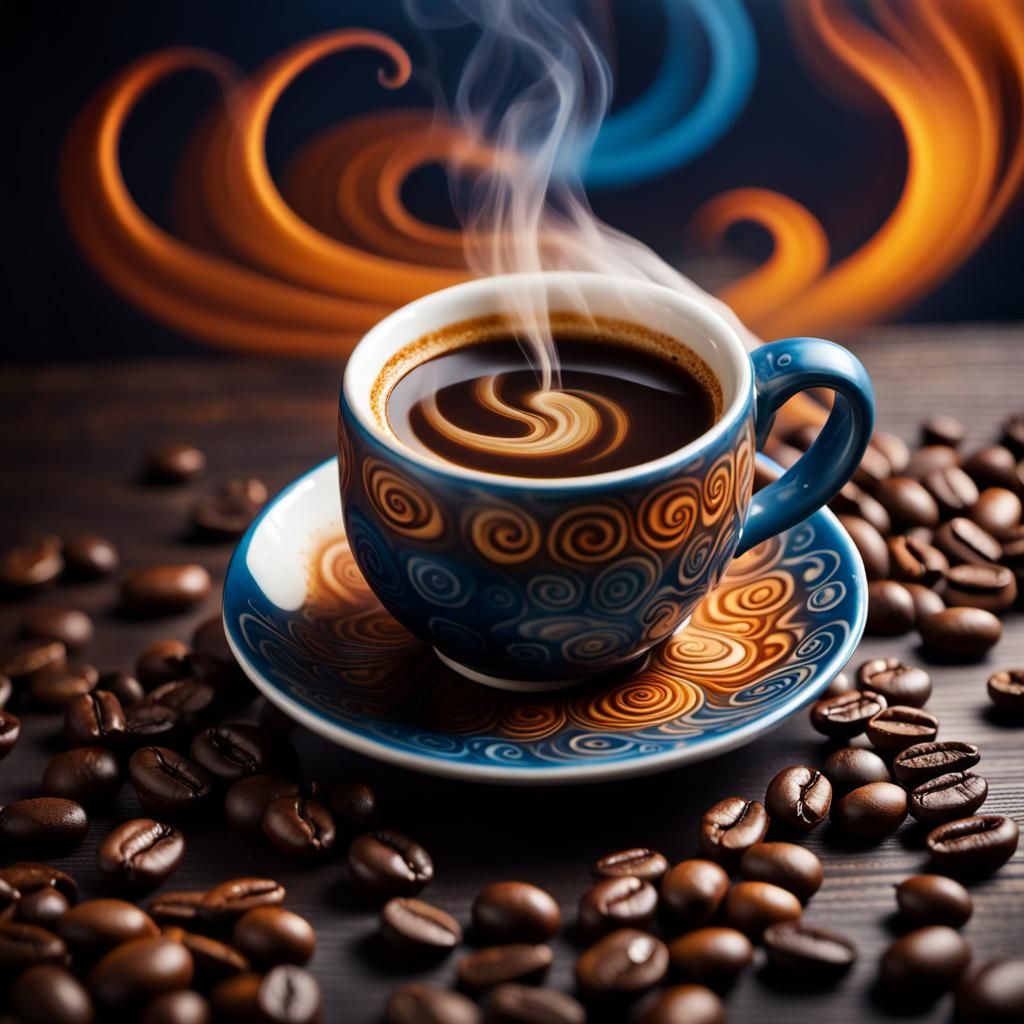 Steaming Coffee Cup: Hyperrealistic Product Photography