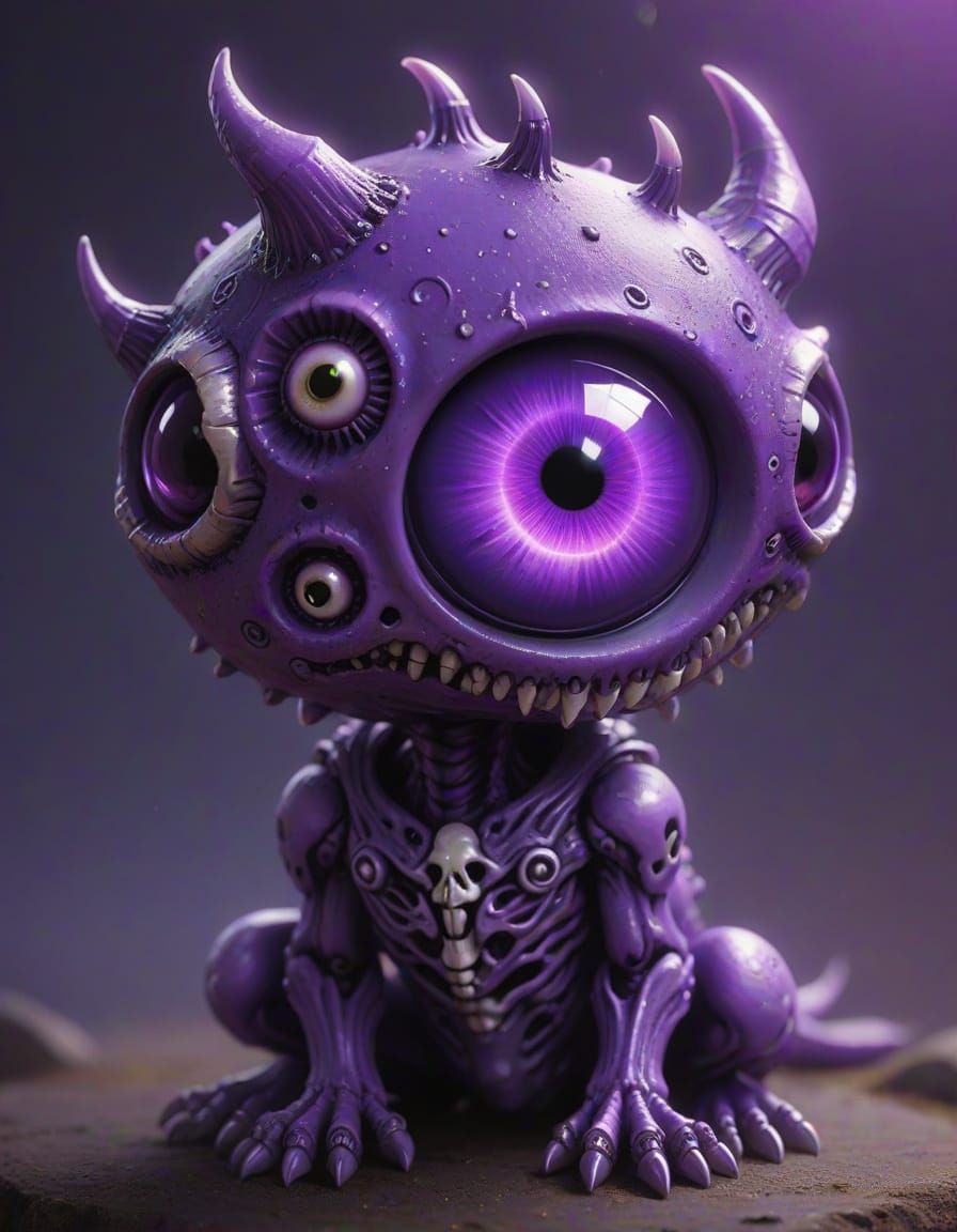 Bizarre Purple One-Eyed Critter Holding 'Thank You' Sign