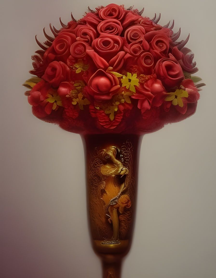 Golden Flowers in Gothic Vase Watercolor