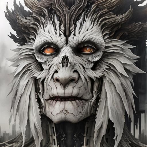 Monster in Dystopian City: Double Exposure Photography