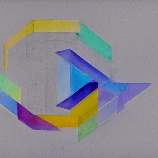 Simplistic Balance Composition in Geometric Watercolor