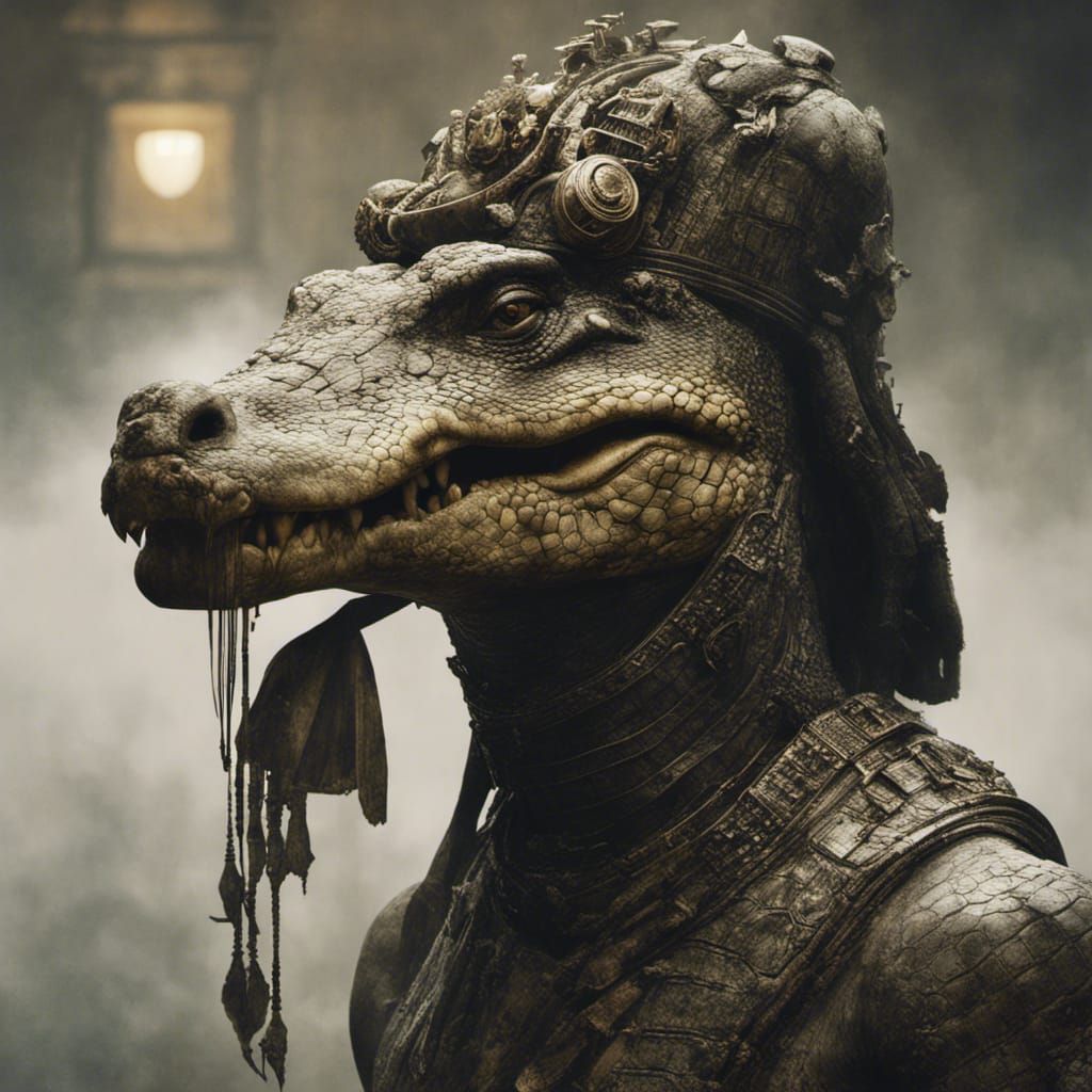 Sobek: Egyptian Crocodile God in Hyperrealistic Style