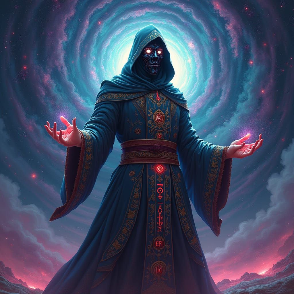 Mystic Figure Manipulating Cosmic Energy
