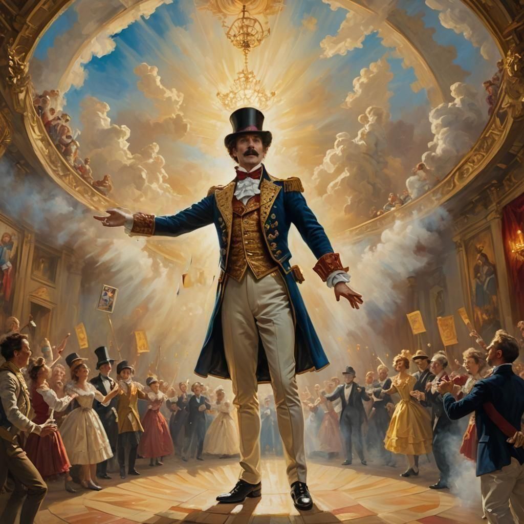 Circus Ring Leader Commanding Audience Attention