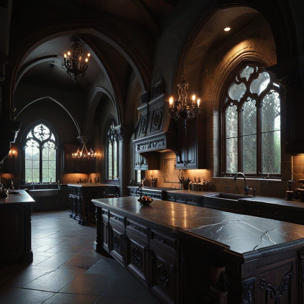 Gothic Kitchen Design with Ornate Details