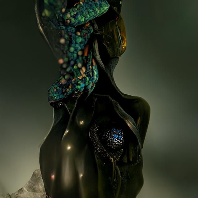Girl in Bio Scarf: Alien Aesthetic Rendering