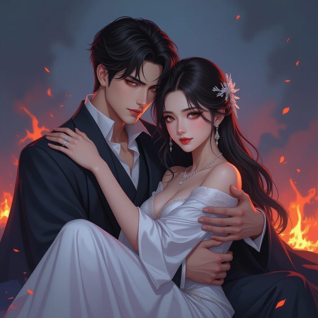 Anime Style Image of a Woman Cradled in Arms