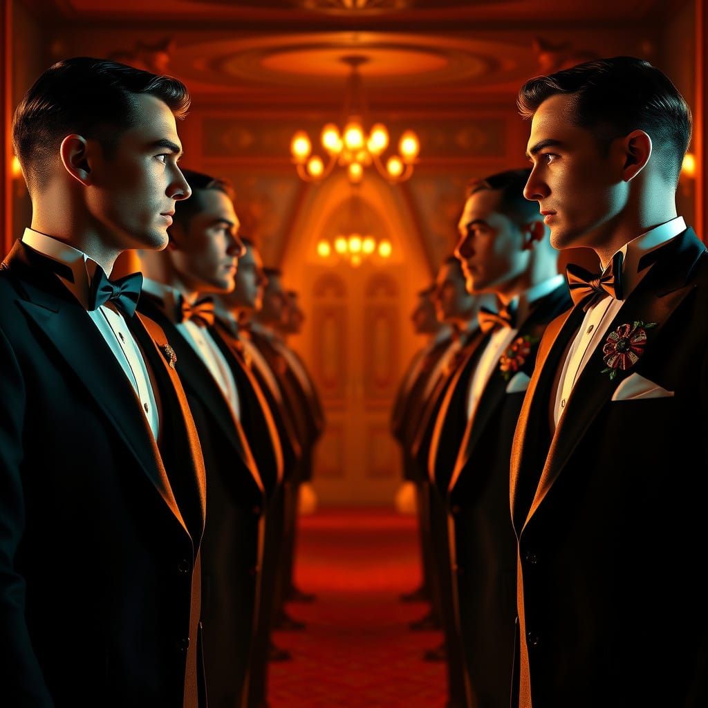 Elegant Gentlemen in Art Deco Attire
