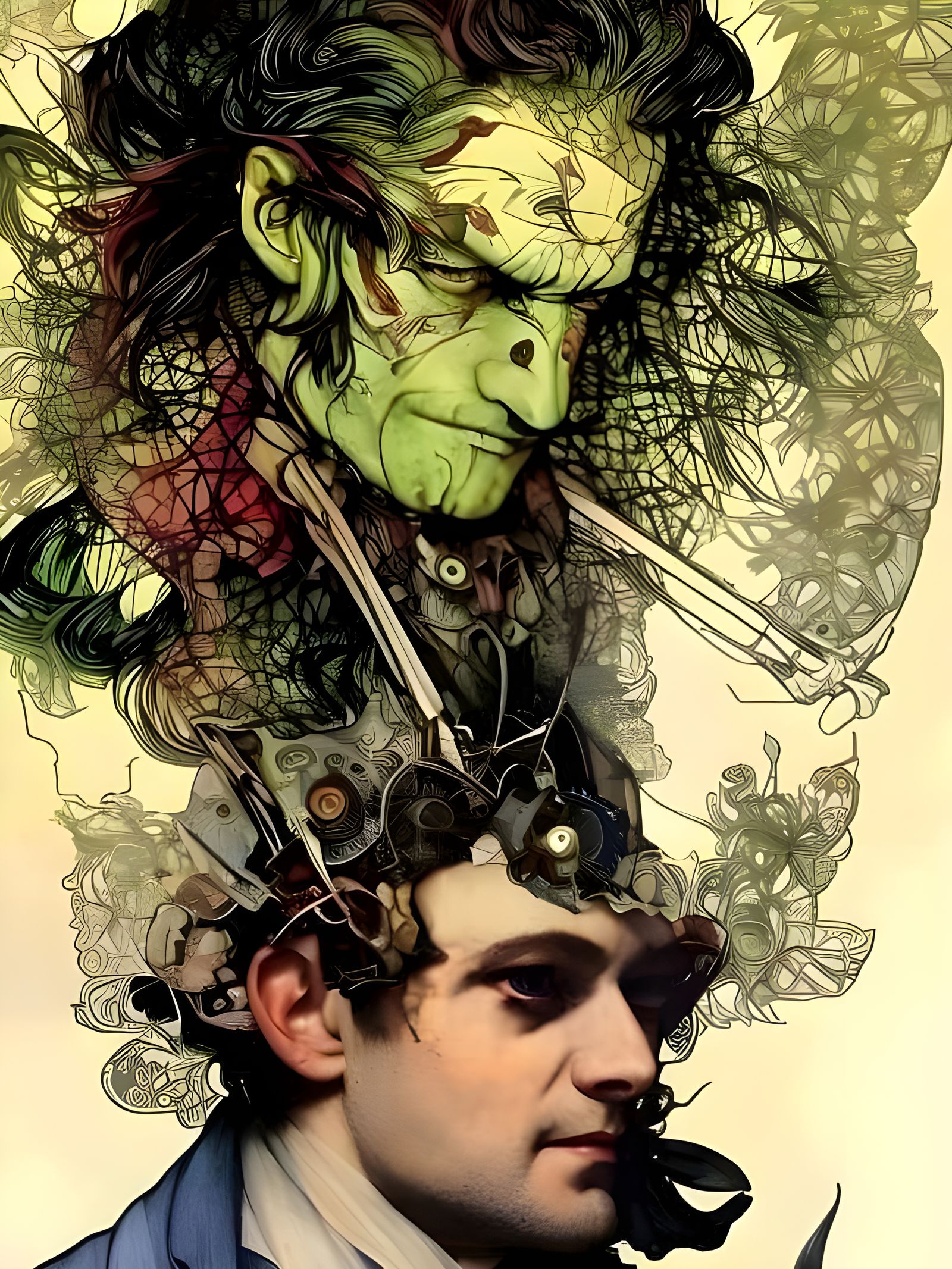 Victor Frankenstein Portrait in Art Nouveau Style