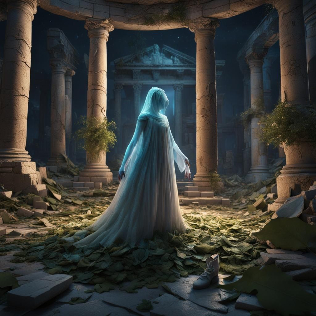 Ghostly Ballerina in Ancient Greek Ruins