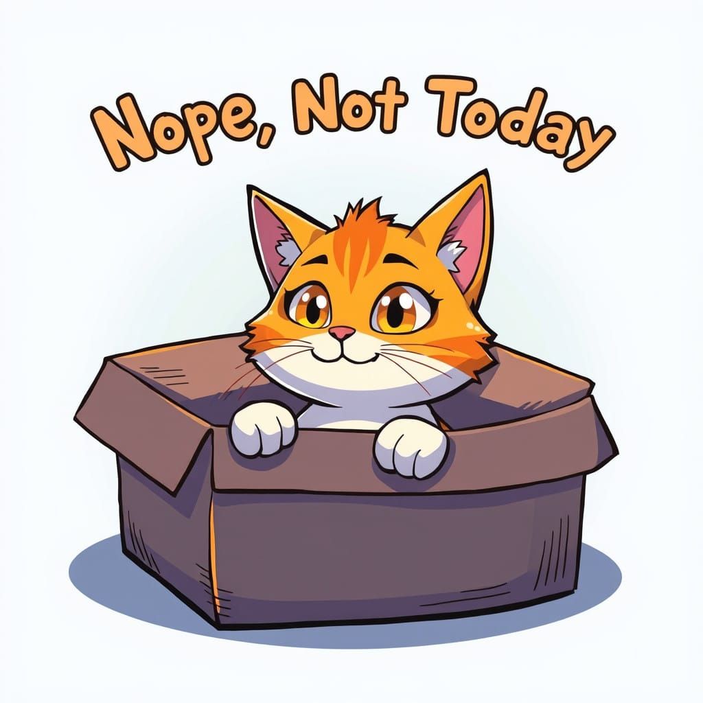 Comic Cat Defies Fate in a Playful Box