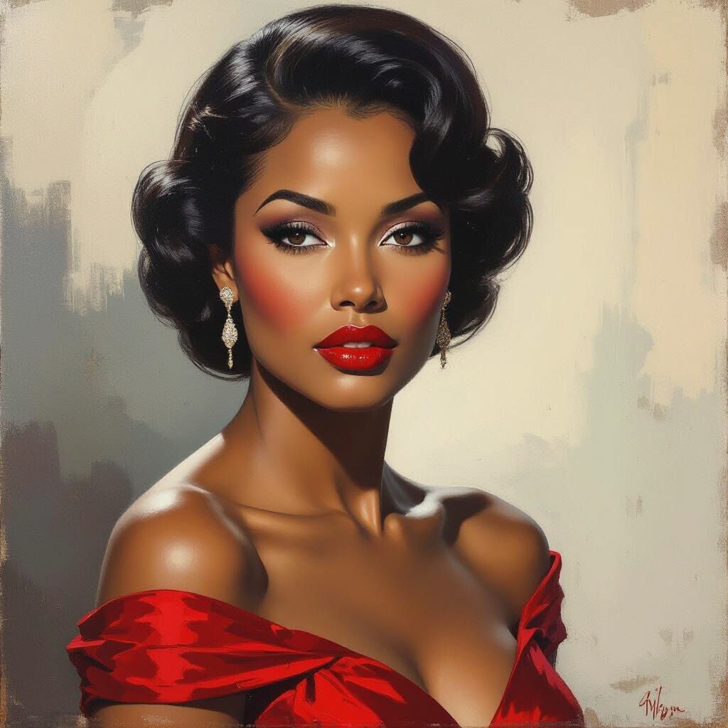 Ominous Portrait in Film Noir Impressionistic Style