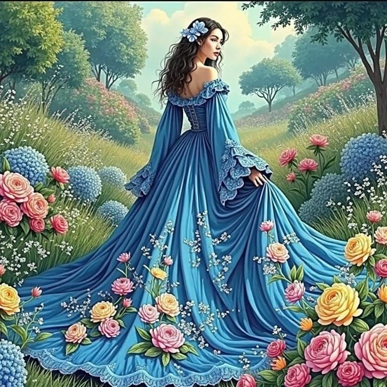 Woman in Flowers: Watercolor Double Exposure Illustration