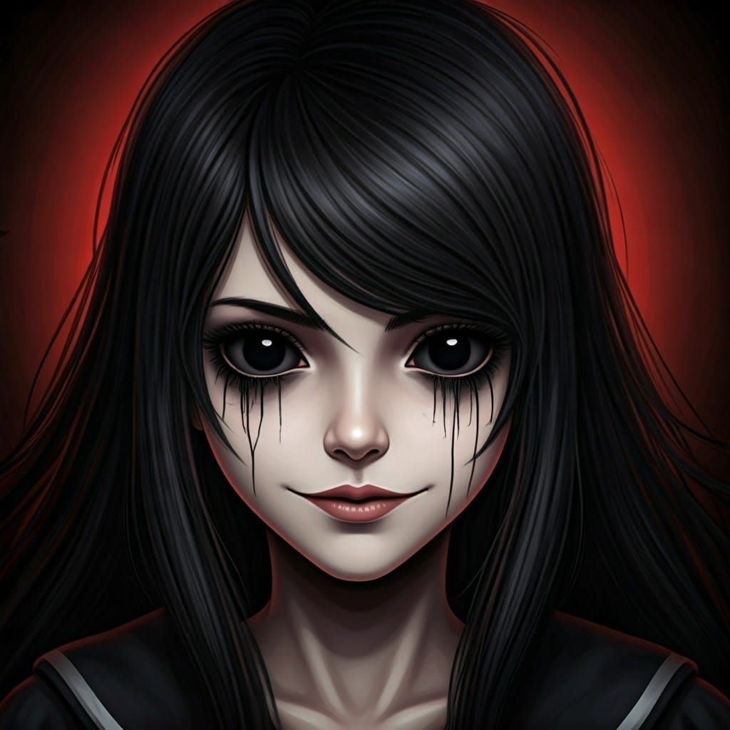 Eerie Anime Girl with Dark Gothic Romance Vibe
